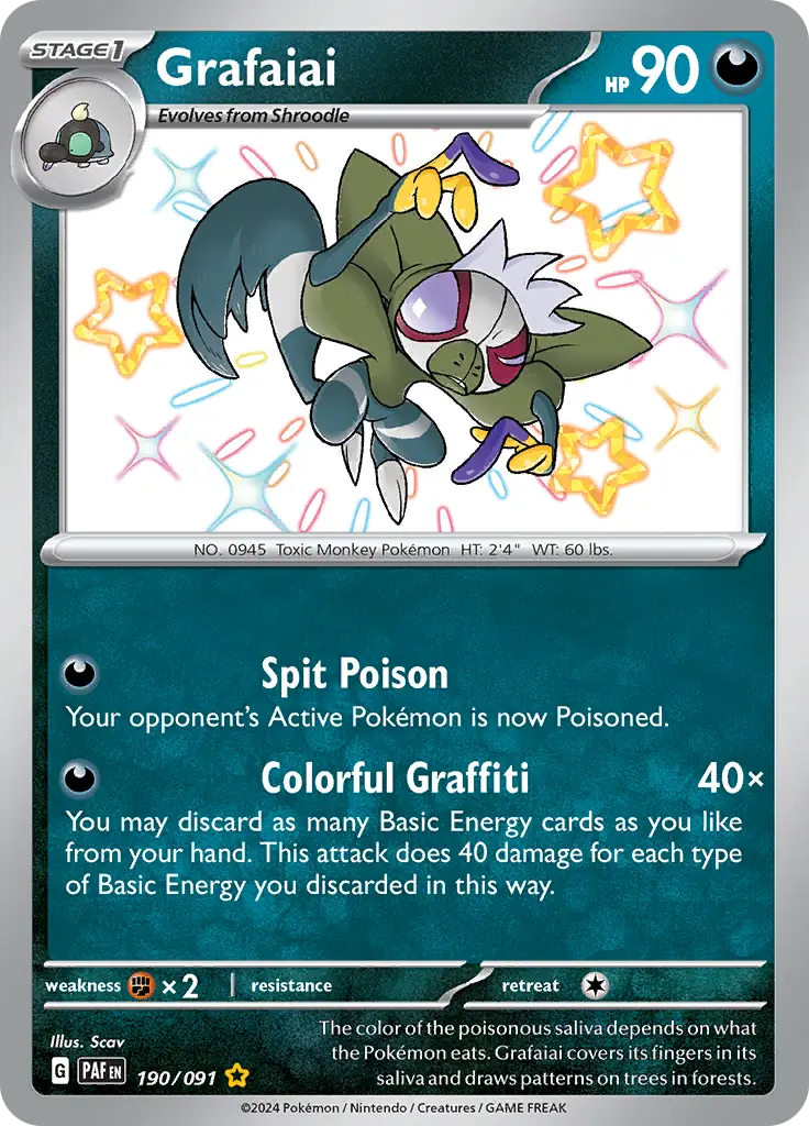 190/091 Grafaiai Paldean Fates Pokémon Card