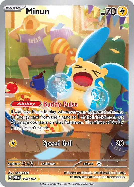 194/182 Minun Paradox Rift Pokémon Card