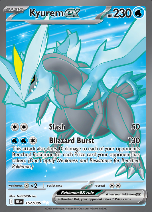 157/086 Kyurem ex Ultra Rare Black Bolt Pokémon Card