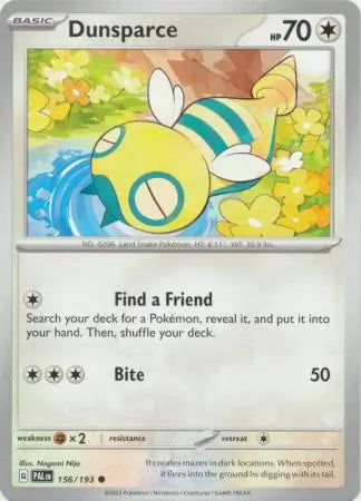 156/193 Dunsparce Paldea Evolved Pokémon Card