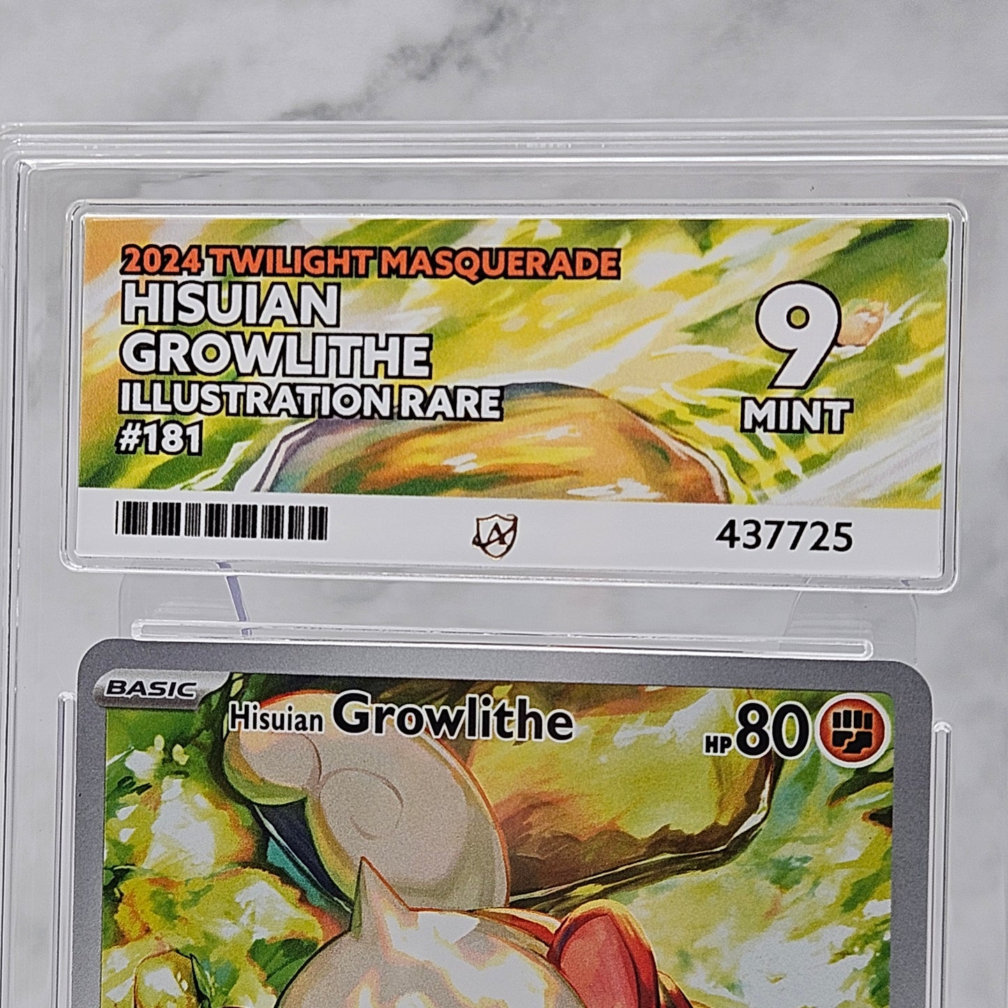 Hisuian Growlithe 181/167 English Twilight Masquerade Illustration Rare Pokémon Card ACE Graded 9