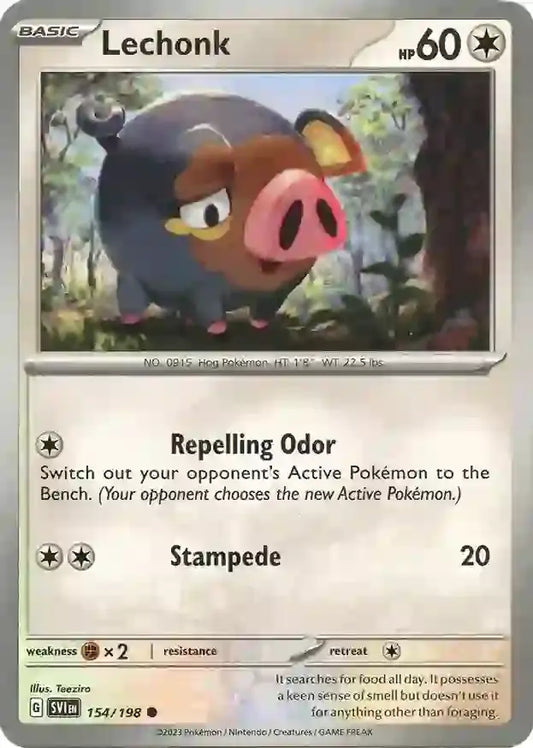 154/198 Lechonk Scarlet & Violet Base Set Pokémon Card