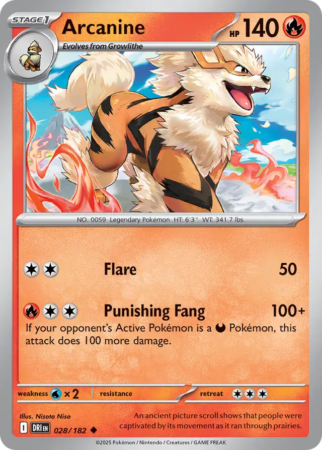 028/182 Arcanine Destined Rivals Pokémon Card