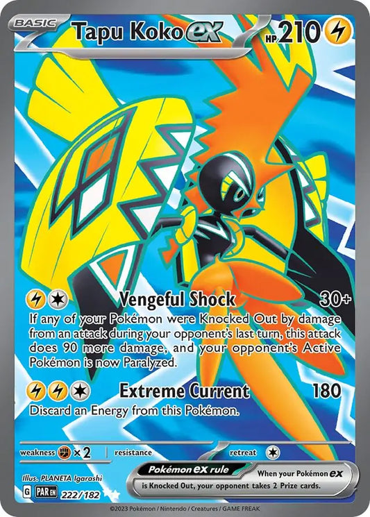 222/182 Tapu Koko ex Paradox Rift Pokémon Card