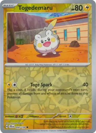 050/159 Togedemaru Reverse Holo Journey Together Pokémon Card