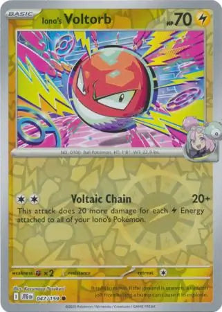 047/159 Iono's Voltorb Reverse Holo Journey Together Pokémon Card