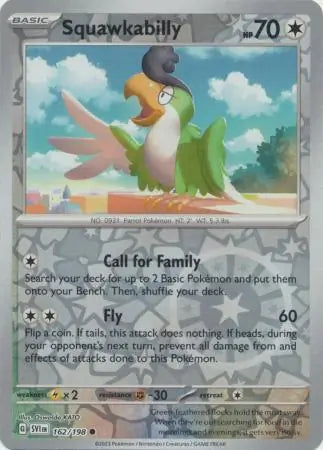 162/198 Squawkabilly Reverse Holo Scarlet & Violet Base Set Pokémon Card