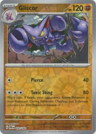 092/182 Gliscor Reverse Holo Paradox Rift Pokémon Card