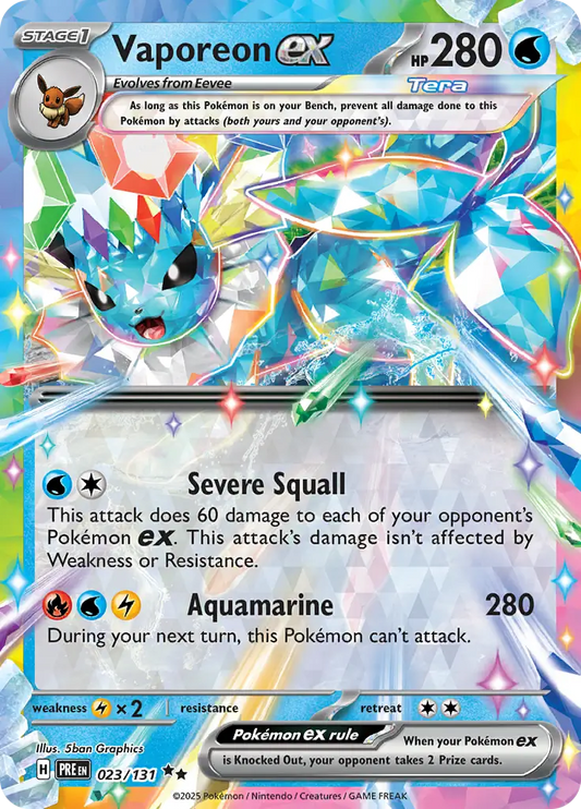 023/131 Vaporeon ex Prismatic Evolutions Pokémon Card