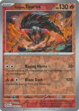 028/193 Paldean Tauros Reverse Holo Paldea Evolved Pokémon Card