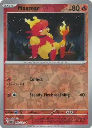 009/091 Magmar Reverse Holo Paldean Fates Pokémon Card
