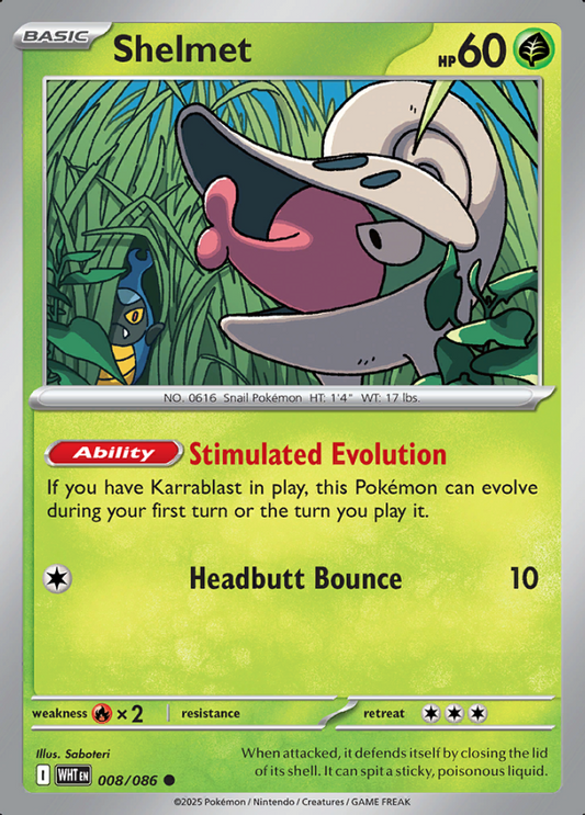 008/086 Shelmet White Flare Pokémon Card