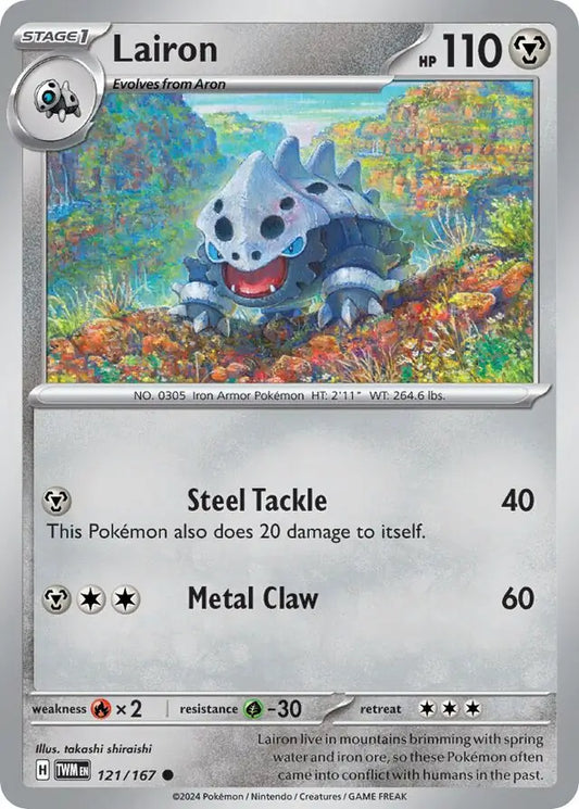 121/167 Lairon Twilight Masquerade Pokémon Card
