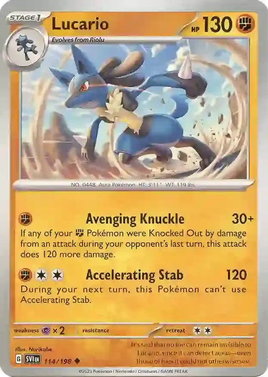 114/198 Lucario Scarlet & Violet Base Set Pokémon Card