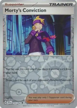 155/162 Morty's Conviction Reverse Holo Temporal Forces Pokémon Card
