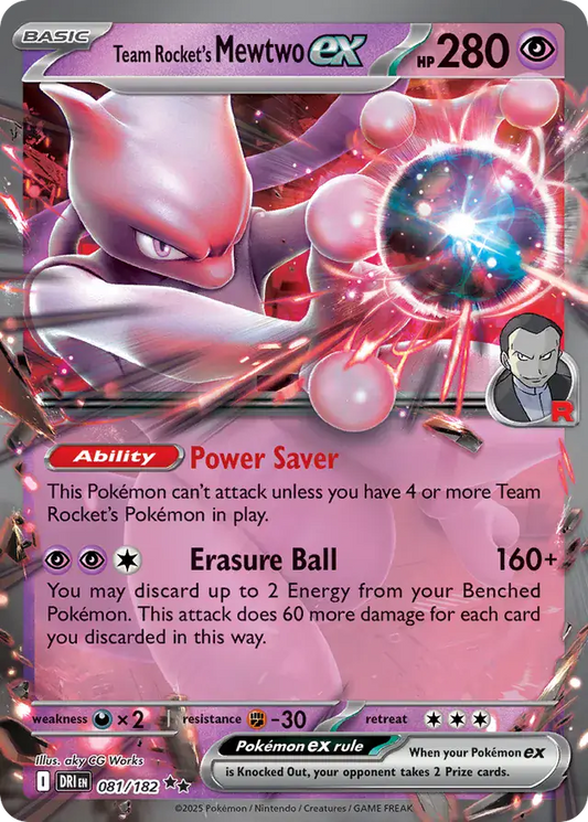 081/182 Team Rocket's Mewtwo ex Destined Rivals Pokémon Card