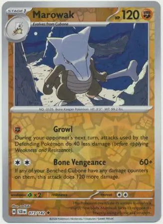 073/142 Marowak Reverse Holo Stellar Crown Pokémon Card