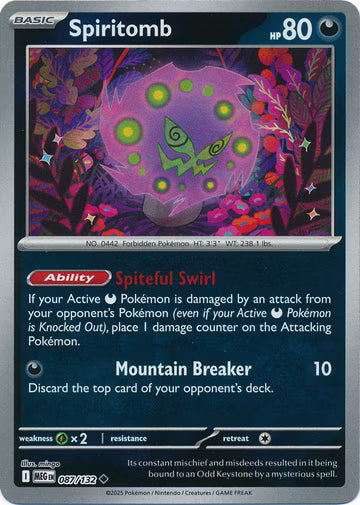 087/132 Spiritomb Reverse Holo Mega Evolution Pokémon Card