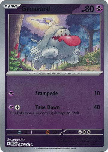 065/132 Greavard Reverse Holo Mega Evolution Pokémon Card
