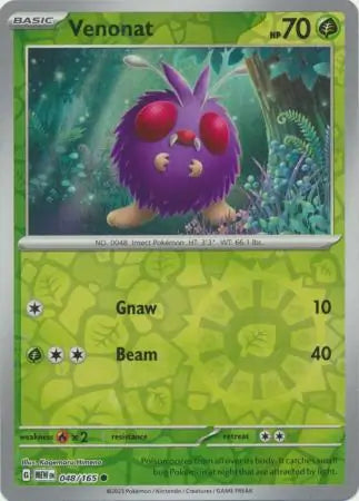 048/165 Venonat Reverse Holo 151 Pokémon Card