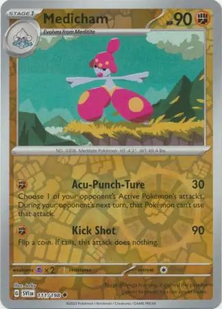 111/198 Medicham Reverse Holo Scarlet & Violet Base Set Pokémon Card