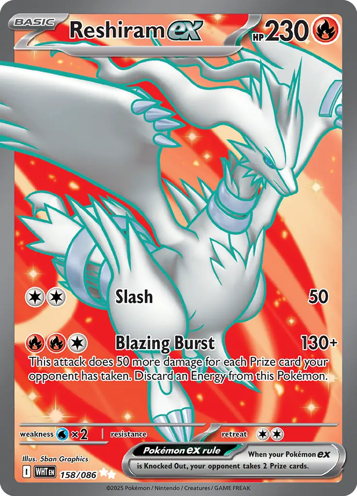 158/086 Reshiram ex White Flare Pokémon Card