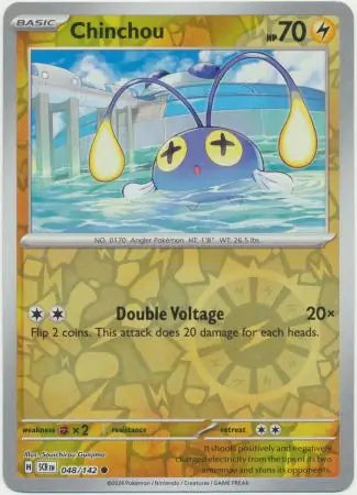 048/142 Chinchou Reverse Holo Stellar Crown Pokémon Card