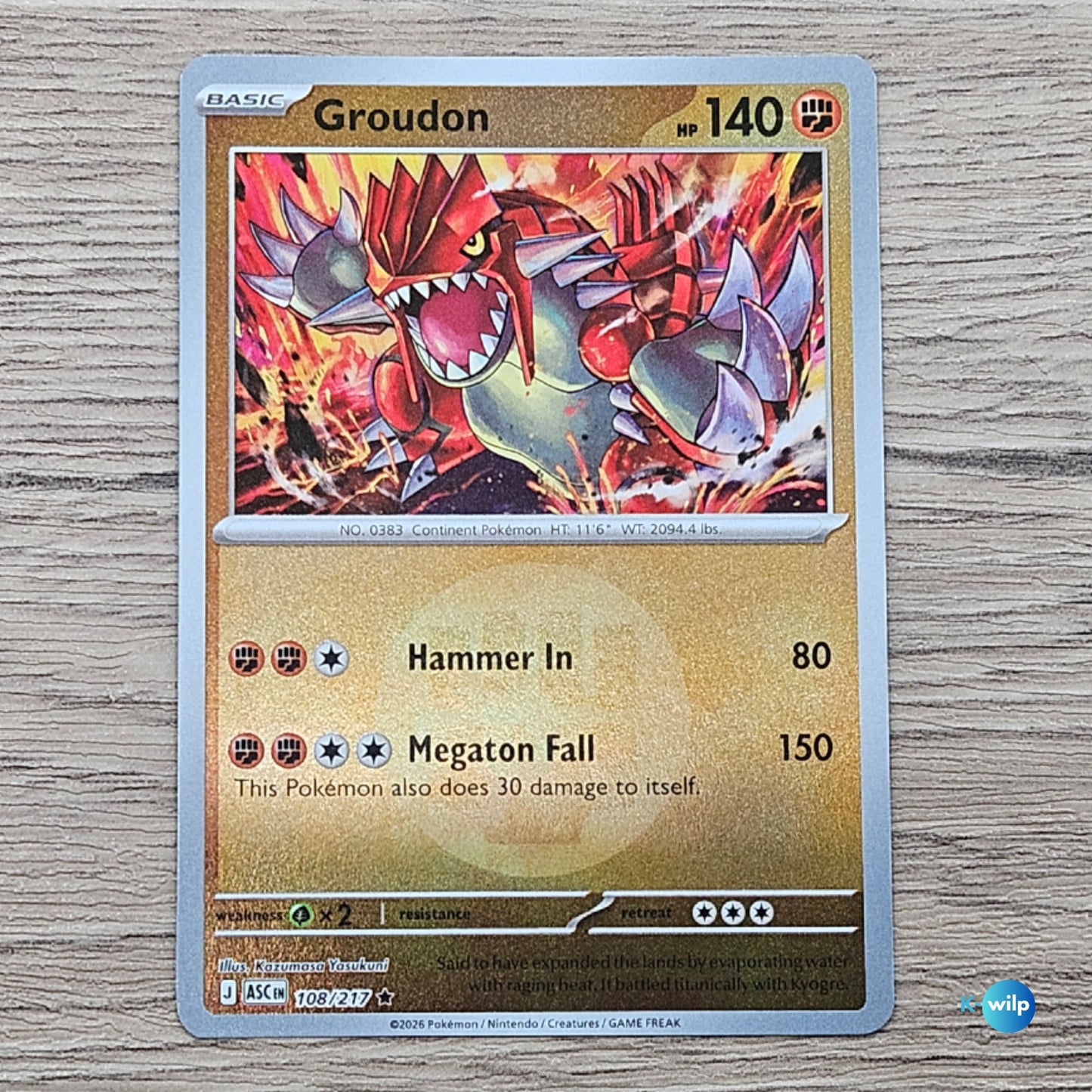 108/217 Groudon Reverse Holo Ascended Heroes Pokémon Trading Card