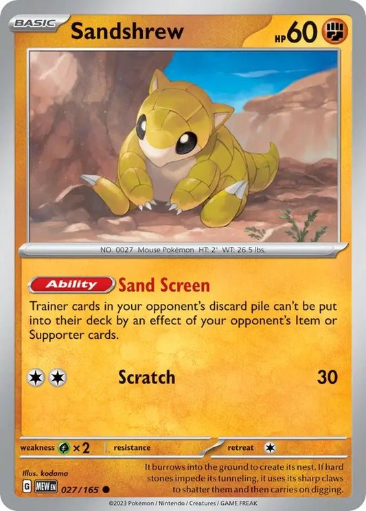 027/165 Sandshrew 151 Pokémon Card
