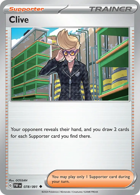 078/091 Clive Paldean Fates Pokémon Card