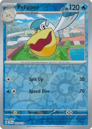 039/159 Pelipper Reverse Holo Journey Together Pokémon Card