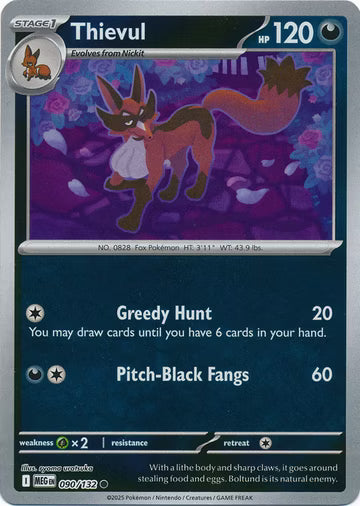 090/132 Thievul Reverse Holo Mega Evolution Pokémon Card