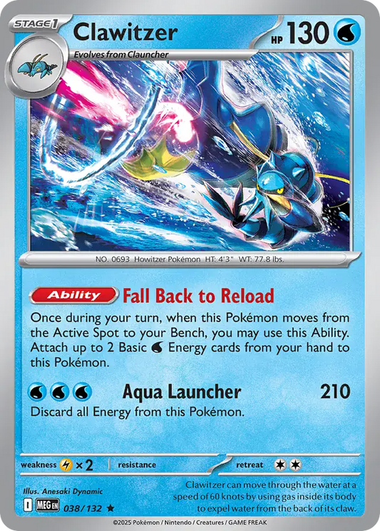 038/132 Clawitzer Mega Evolution Pokémon Card