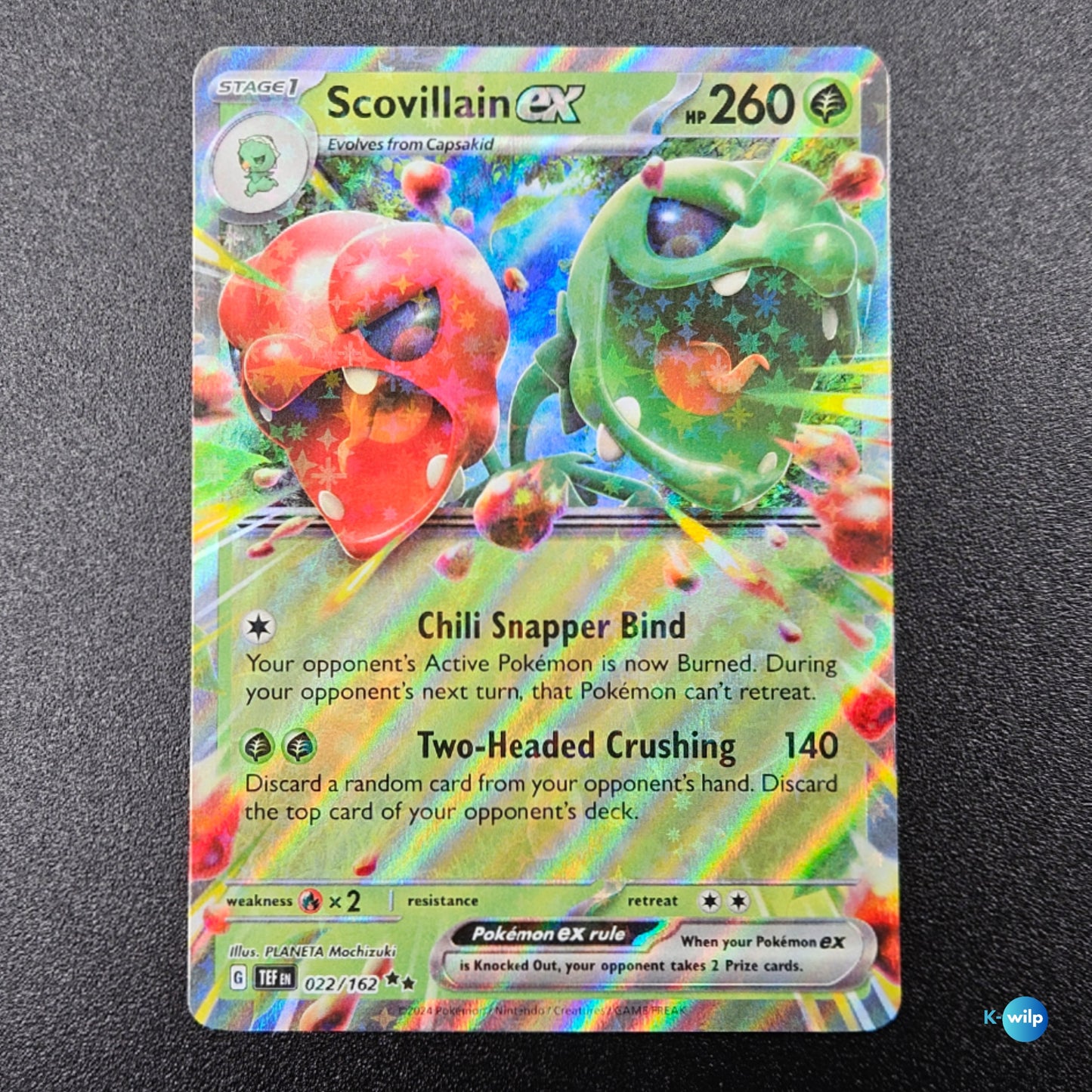 Scovillain ex 022/162 Temporal Forces Holo Double Rare English Pokémon Trading Card