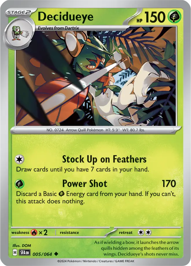 005/064 Decidueye Shrouded Fable Pokémon Card