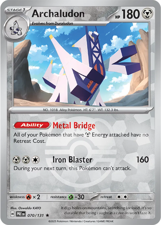 070/131 Archaludon Master Ball Holo Prismatic Evolutions Pokémon Card