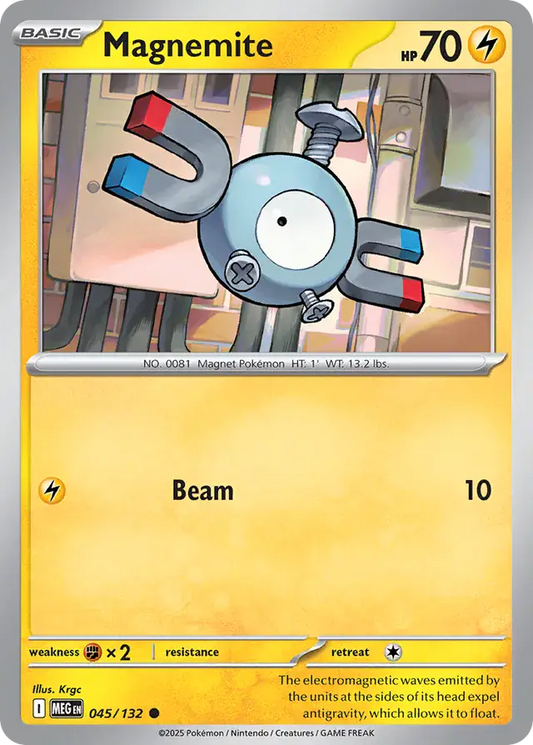 045/132 Magnemite Mega Evolution Pokémon Card
