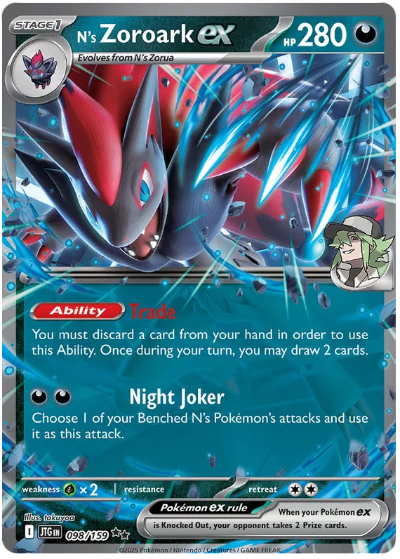 098/159 N's Zoroark ex Journey Together Pokémon Card
