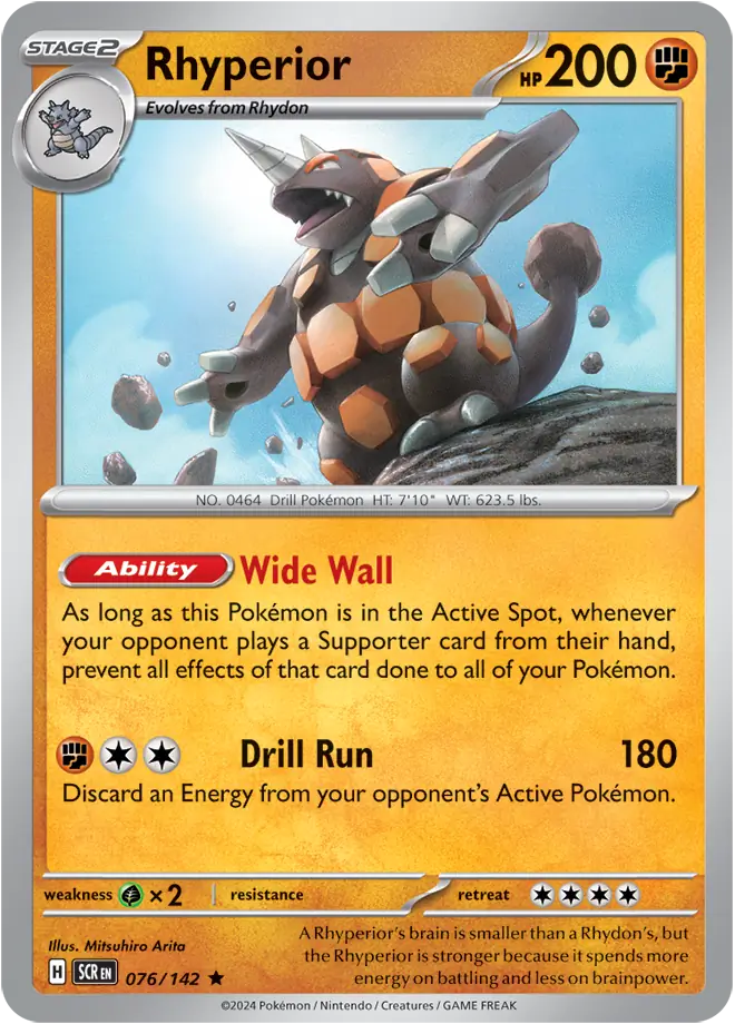 076/142 Rhyperior Stellar Crown Pokémon Card