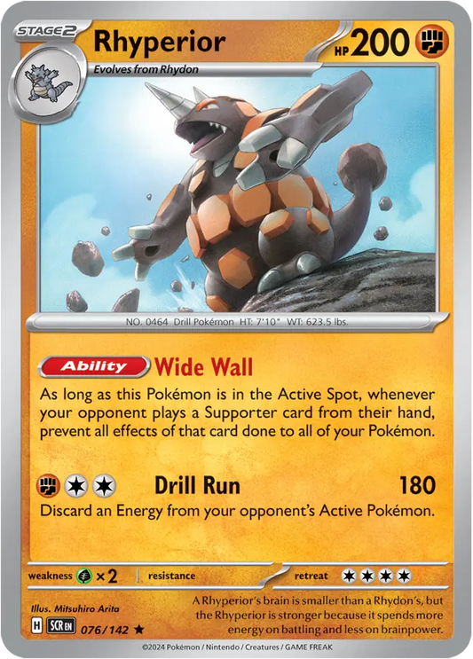 076/142 Rhyperior Stellar Crown Pokémon Card