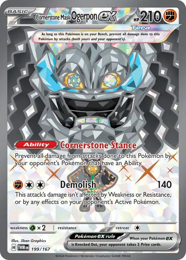 199/167 Cornerstone Mask Ogerpon ex Twilight Masquerade Pokémon Card