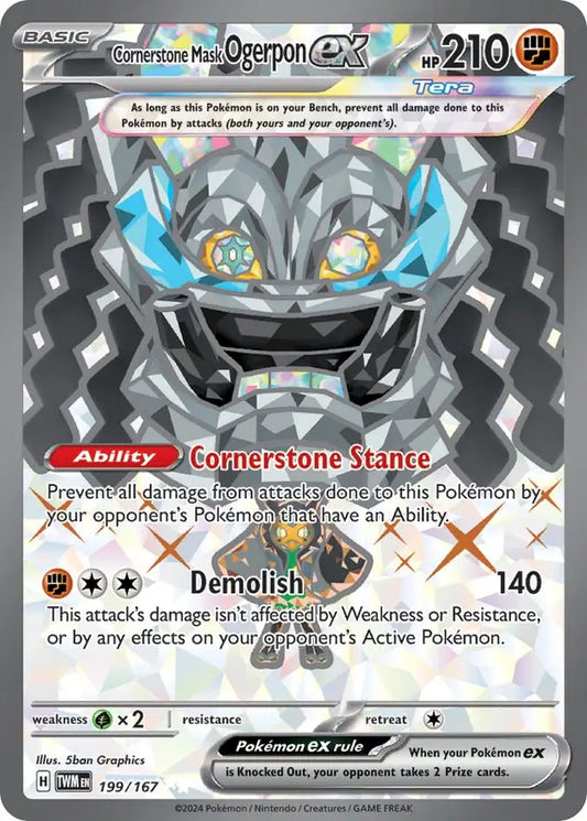 199/167 Cornerstone Mask Ogerpon ex Twilight Masquerade Pokémon Card