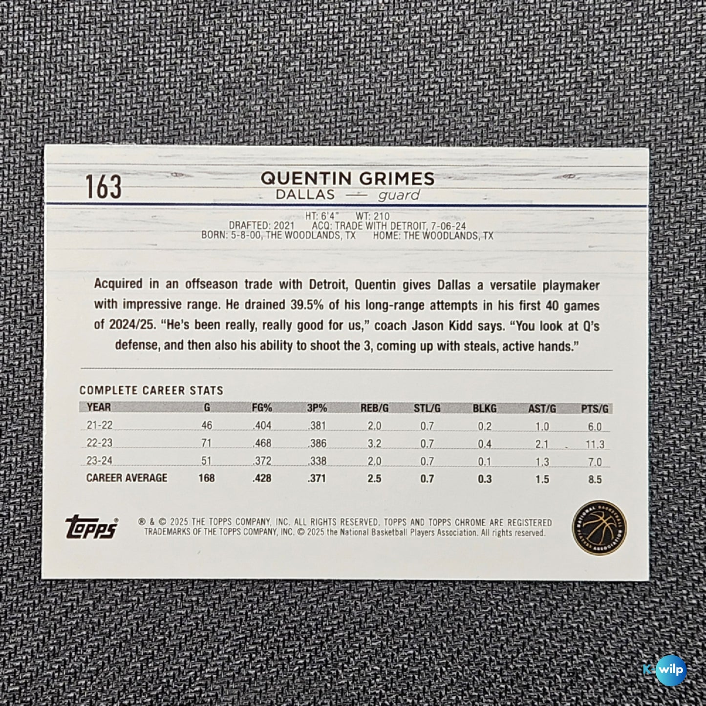 #163 Quentin Grimes (Topps Green Refractor) RC
