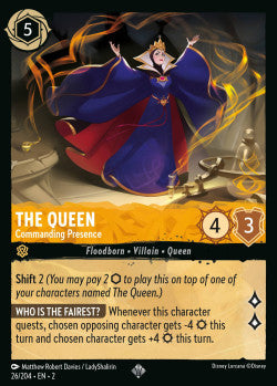 026/204 The Queen Commanding Presence Disney Lorcana Rise Of The Floodborn Card