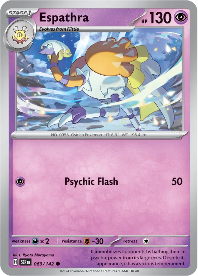069/142 Espathra Stellar Crown Pokémon Card