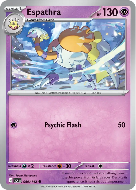 069/142 Espathra Stellar Crown Pokémon Card