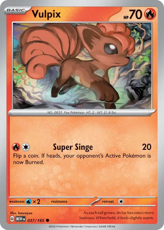 037/165 Vulpix 151 Pokémon Card
