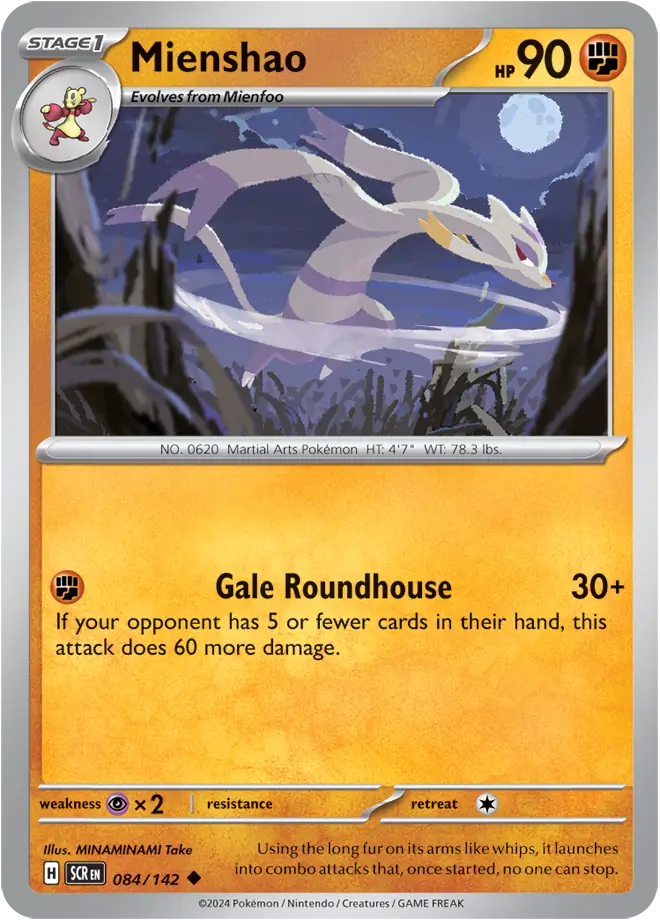 084/142 Mienshao Stellar Crown Pokémon Card