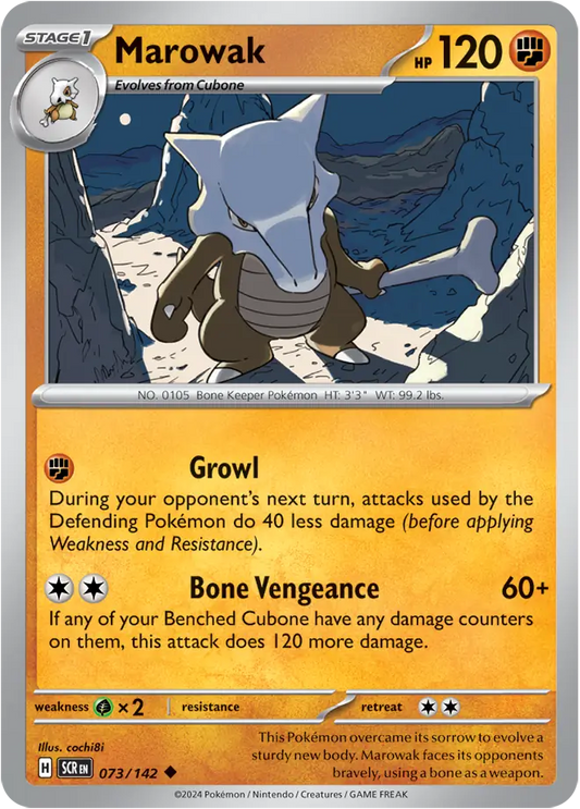 073/142 Marowak Stellar Crown Pokémon Card
