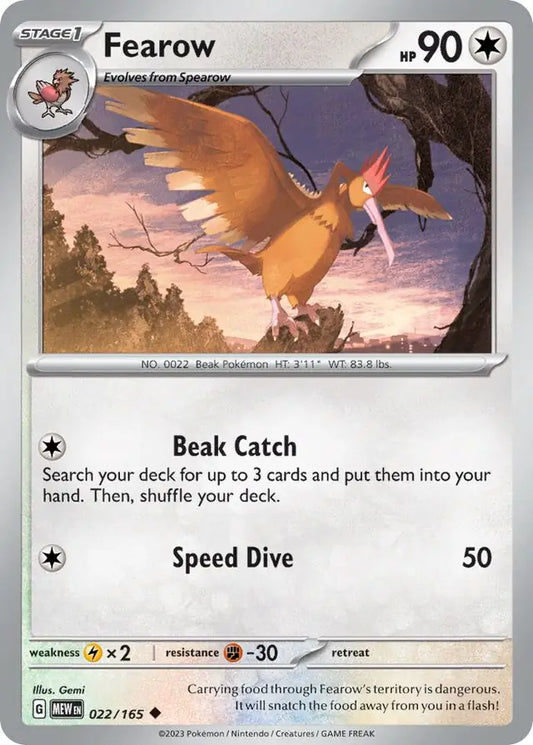 022/165 Fearow 151 Pokémon Card